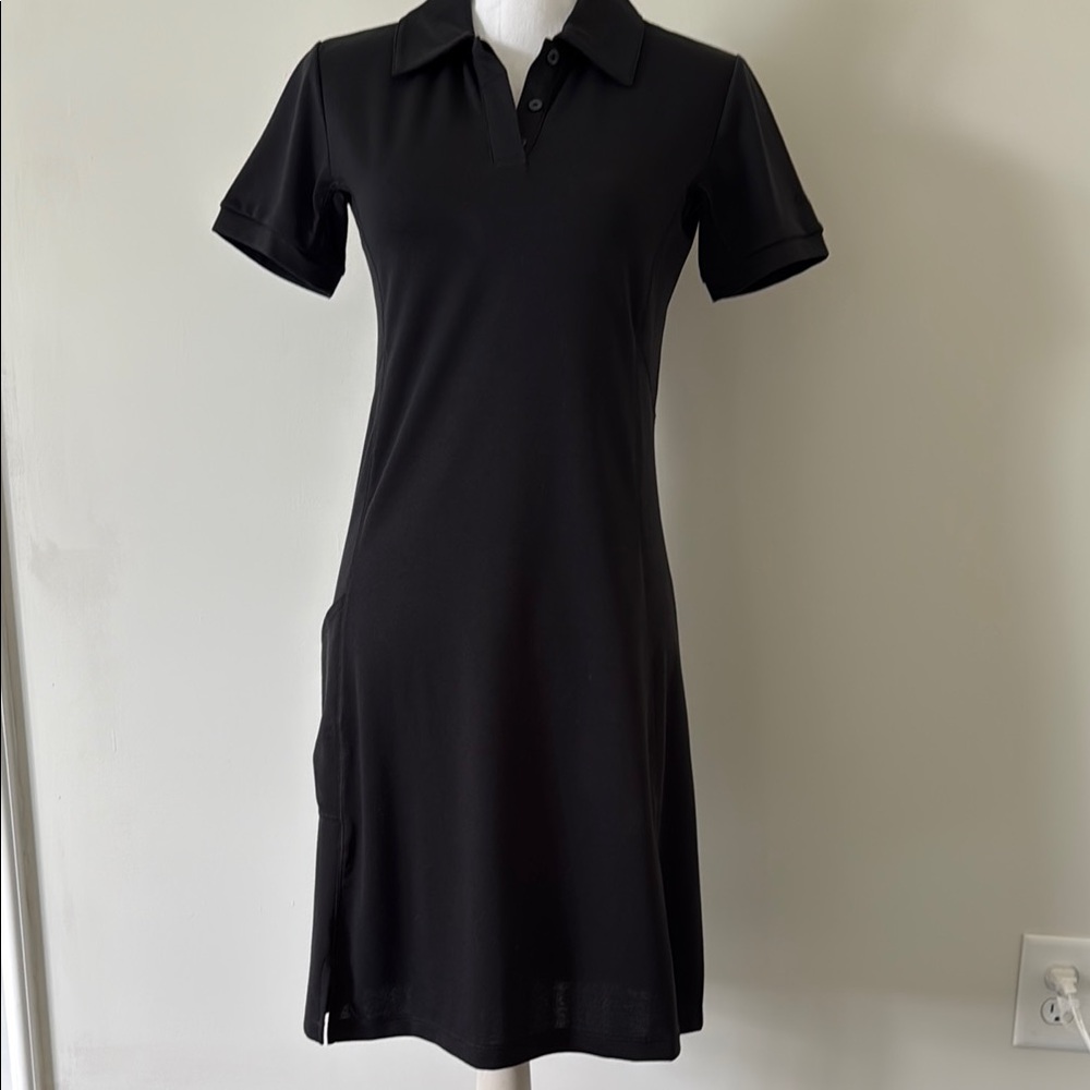 Lole Black Polo Midi Dress Casual Short Sleeve